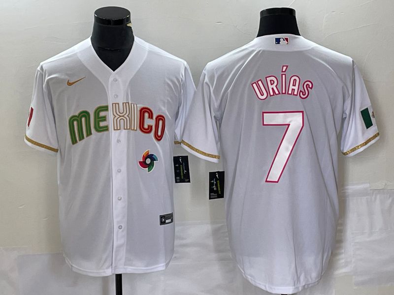 Men 2023 World Cub Mexico #7 Urias White Nike MLB Jersey style 14